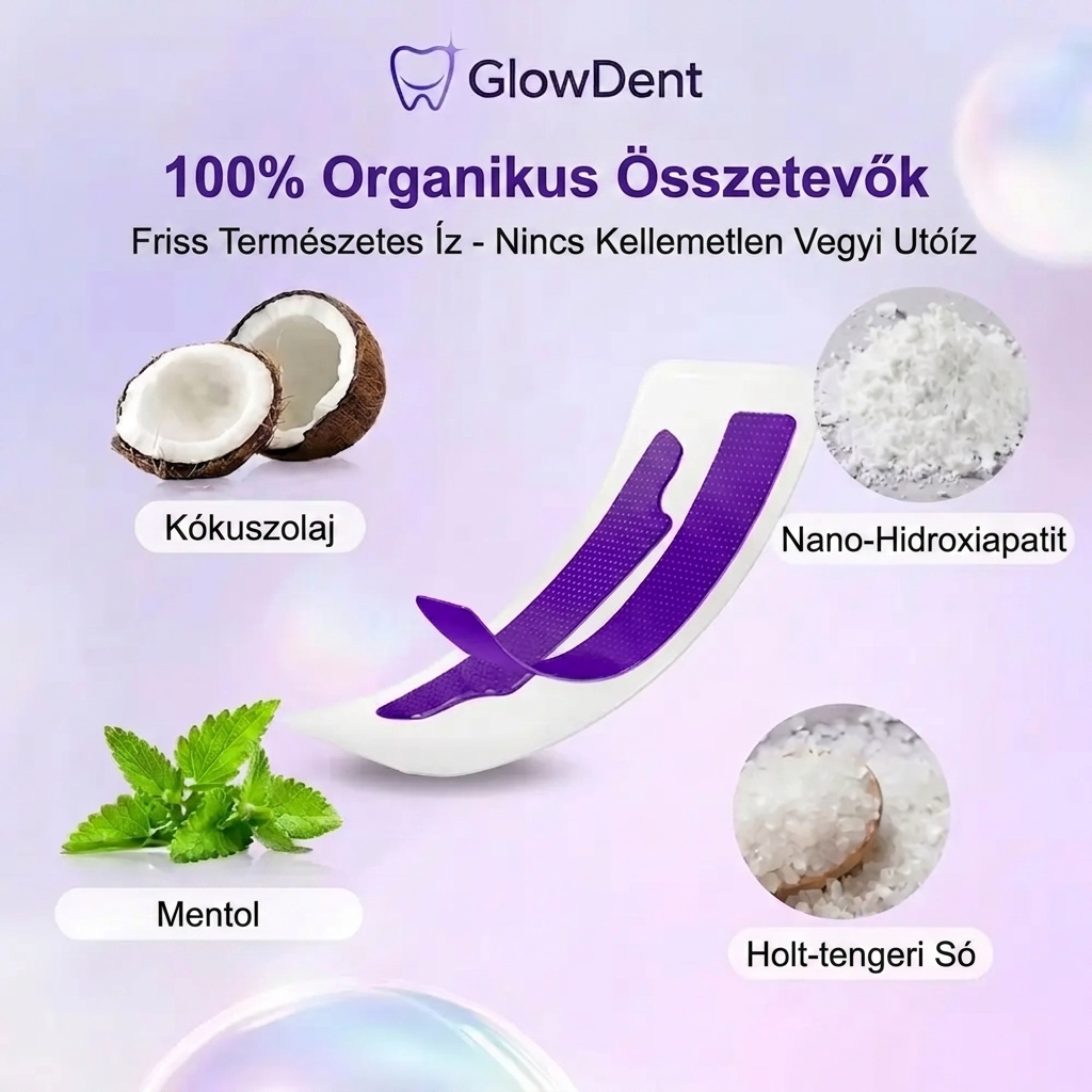 GlowDent – Lila Fogfehérítő Csíkok (7 csíkos szett)